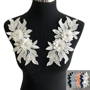 Factory Recommend Buying Luxury Design Polyester Lace 3D Flower Embroidery Lace Trim For Dress And Suit