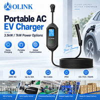 Chargeur EV portable OLINK 16A 32A 3,5KW 7kW Niveau 2 Courant réglable Type 2 J1772 NACS GBT pour voiture électrique PHEV Recharge à domicile