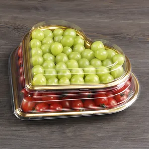 Belle boîte jetable en forme de coeur fraise cerises boîte-cadeau en plastique pour l'emballage