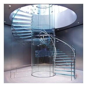 Escalier en colimaçon moderne Prima avec marches en bois massif et cadre en acier inoxydable Installation <span class=keywords><strong>facile</strong></span> Prix d'usine - Product Image 3
