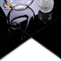 Azulejos de Porcelana Super Negros de 600x600mm, Antibacterianos, Antideslizantes, Impermeables, 9.5mm de Grosor, Diseño Moderno para Baño y Apartamento