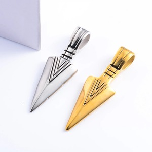 Collier avec pendentif lance en acier inoxydable pour hommes, couleur or et argent, accessoires pour hommes, mode Hip Hop, collier en métal, bijoux, cadeau - Product Image 1
