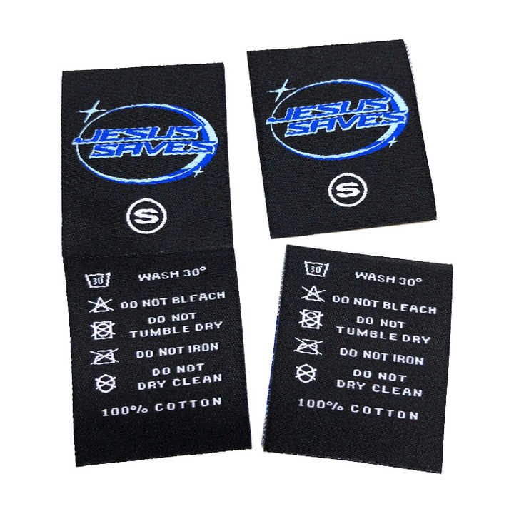 Custom Woven Label Center Fold Wash Care Labels Woven Size Tags for ...