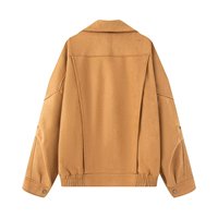 Veste bomber en faux daim pour femme, style décontracté, col à revers, coupe courte, veste de motard oversize