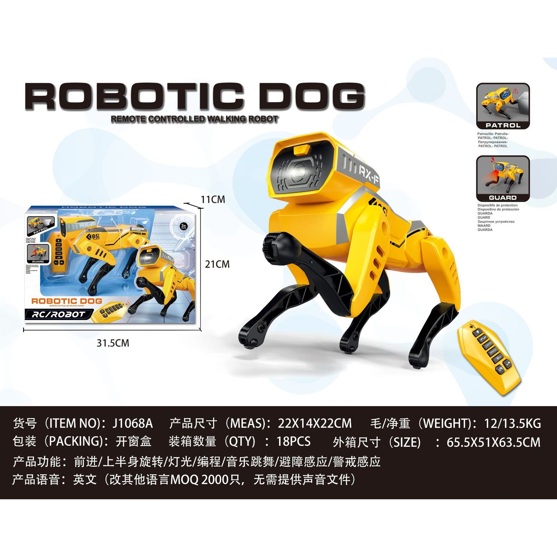 Chien robot programmable Bobby [Jaune]