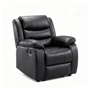 Black PU Leather Reclining <b>Sofa</b> <b>Set</b> with 3 Seats and Padded Arms for Living Room - Product Image 6