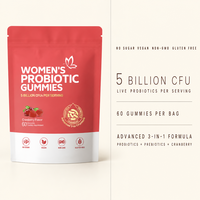 Gummies Probiotiques pour Femmes 5 Milliards de UFC Saveur Canneberge Végétaliennes Sans Sucre Santé Vaginale OEM Marque Privée Vente en Gros