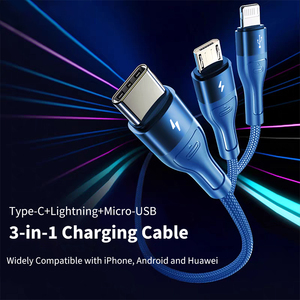 สายชาร์จเร็วแบบ 3 in 1 สำหรับ OEM รองรับกระแสไฟ 3.5A ใช้ได้กับอุปกรณ์ <span class=keywords><strong>iPhone</strong></span> และ Android - Product Image 1