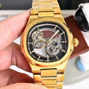 Reloj de Lujo para Hombre, Diseño Automático Esqueleto, Tono Dorado, Correa de Acero, Logotipo Personalizado, OEM, ODM, Venta al Por Mayor - Product Image 1