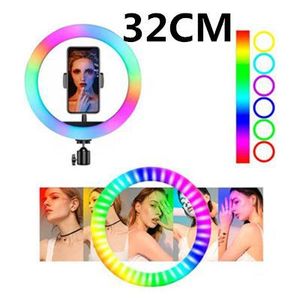 ไฟวงแหวน RGB ขนาด 32 ซม. พร้อมที่วางโทรศัพท์สำหรับถ่ายทอดสดการแต่งหน้าและการถ่ายภาพ - Product Image 1