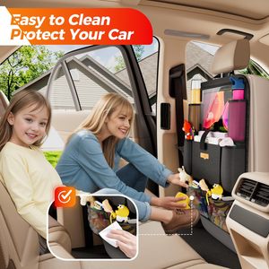 QEEPEI, soporte para tableta de 11 pulgadas, organizador de asiento de coche de 8 bolsillos, Protector de asiento de coche de poliéster mejorado para viajes familiares y niños - Product Image 4