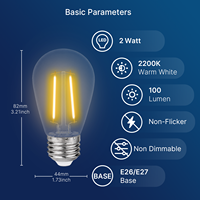 Ampoules LED S14 2200K 1W 2W en plastique incassable, résistantes aux intempéries, avec culot E26, style Edison vintage, pour éclairage extérieur