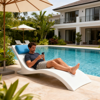 Chaise de piscine en fibre de verre en forme de S, design ergonomique, techniques de pliage/découpe - Salon de jardin de luxe pour piscine et plage (UV