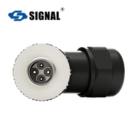 Connecteur coudé mâle/femelle M12 à codage F SIGNAL Aerospace, indice de protection IP68, plaqué or cuivre, verrouillage à vis, boîtier PA66+GF, alimentation