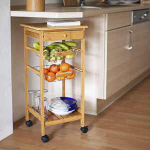 שירות עגלת רולר רב תפקודי המשרתים טרולי מתלה עם מגירת אחסון וסלים לחלל קטן - Product Image 1