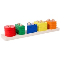 Bloques de Construcción Montessori para Bebés, Cuadrados, Juego de 4, Formas Geométricas, Tablero de Ensamblaje, Juguetes Educativos de Madera para el Desarrollo Intelectual