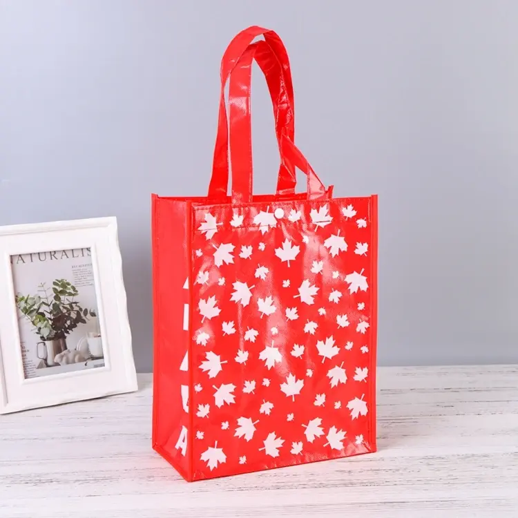 Tamanho personalizado Xmas Gift Lovely Pattern Woven Bags Eco-friendly Luxo Xmas Non Woven Shopping Bag Com Impressão Do Logotipo