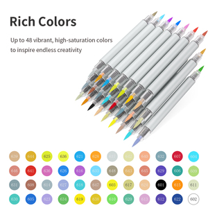 KHY ujung kuas akrilik 48 warna, spidol permanen warna ganda batu 48 warna tahan air Tips halus untuk melukis kaca - Product Image 4