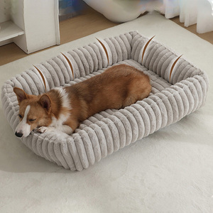 <span class=keywords><strong>Cama</strong></span> Rectangular de Lujo para Perro con Logotipo Personalizado, Diseño Esponjoso, Almohadas para el Cuidado del Cuello, Funda Extraíble Fácil de Lavar, Sofá <span class=keywords><strong>Cama</strong></span> a Rayas - Product Image 3