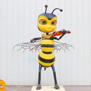 Programmed Animatronic Bee Robot Model Play the Violin for Science Museum