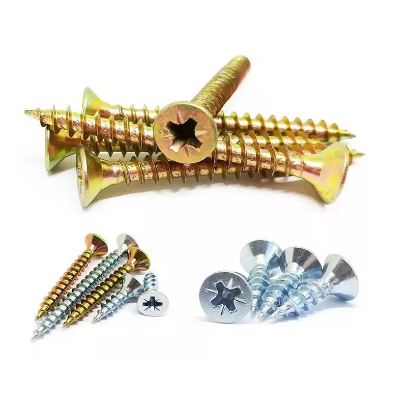 Plated Chipboard Screw Carbon Steel Yellow Zinc Wood Best Quality Ss Self Tapping Chipboard Screw