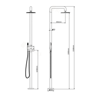 Colonne de douche extérieure en acier inoxydable 304 brossé doré CE, robinet de douche sur pied brossé, 2 fonctions