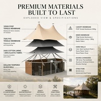 Tentes de luxe BOTEEN pour safari et glamping, villas haut de gamme, tentes de resort personnalisées, structure octogonale monocouche en alliage d'aluminium pour toutes les saisons
