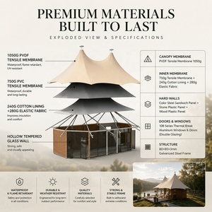Tende Glamping di Lusso BOTEEN per Resort di Alta Gamma, Tende Personalizzate Ottagonali a Strato Singolo con Telaio in Lega di Alluminio per Quattro Stagioni - Product Image 4