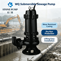 Pompe submersible anti-colmatage série WQ en fonte, électrique, pour eaux usées et eaux boueuses, idéale pour le traitement des eaux usées municipales
