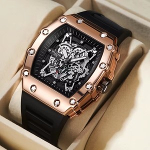 Wlisth 6147 Orologio <span class=keywords><strong>da</strong></span> Polso <span class=keywords><strong>da</strong></span> Uomo Sportivo di Tendenza con Cinturino in Silicone, Movimento al Quarzo, Quadrante Tonneau, Lancette Luminose e Impermeabile - Product Image 1