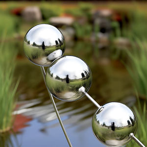 Palos de planta de Metal de tamaño personalizado bolas mirando espejo bola de acero de Metal adorno de jardín bola decorativa con palo - Product Image 3