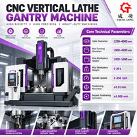 Tour CNC vertical robuste à colonne unique avec table rotative, porte-outil et protection intégrée pour tournage de métaux