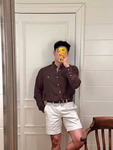 Chemise en lin RL <span class=keywords><strong>Ralph</strong></span> Mark pour homme, haut à manches longues, <span class=keywords><strong>polo</strong></span> brodé pour <span class=keywords><strong>femme</strong></span>, protection solaire, printemps et automne, couple - Product Image 2