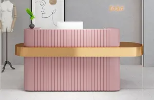 Moderne minimalist ische kleine Farbe Marmor Metall vergoldet Registrier kasse Schönheits salon Bar Rezeption benutzer definierte Farbe Rezeption