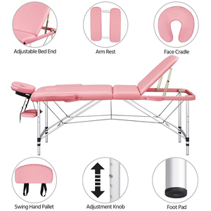 <span class=keywords><strong>Table</strong></span> <span class=keywords><strong>de</strong></span> <span class=keywords><strong>massage</strong></span> pliable portable en aluminium à 2 sections avec rembourrage en éponge – Offre spéciale - Product Image 4