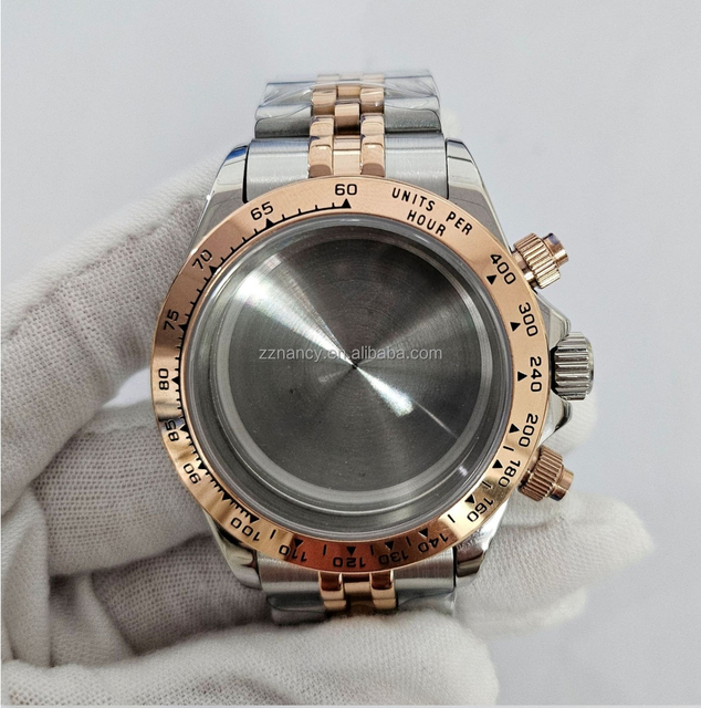 316L Stainless Steel Watch case with Rose Color Sapphire Glass Automatic Feature Waterproof Case-Accessories for Vk63 Movement