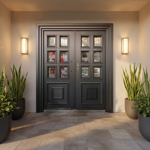 <span class=keywords><strong>Porte</strong></span> d'entrée TECHTOP inspirée de l'Art déco, design moderne à cadre fin, grandes emplacements en verre, étanche, optimise la lumière naturelle - Product Image 1