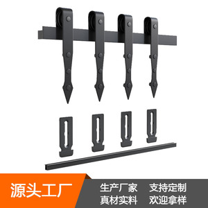 Kit de quincaillerie pour porte coulissante de grange, rail en acier au carbone, style ferme, pour usage intérieur, décoration d'armoire - Product Image 2