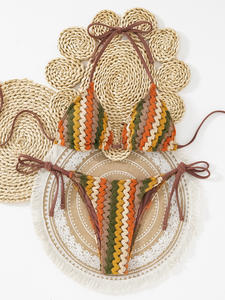 Traje de Baño de una Pieza con Tirantes Coloridos y Diseño Sexy con Abertura, Alta Elasticidad, Espalda Descubierta, para Mujer - Product Image 6