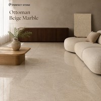 Dalle de marbre beige poli PerfectStone, marbre beige naturel pour projets de revêtements de sol intérieurs de villas et hôtels