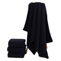 Serviettes de sport en coton biologique en vente chaude, serviette en coton noir avec logo personnalisé brodé