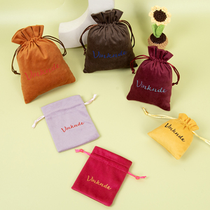 8x10cm Wholesale Very Soft Reusable Brown Flannel Velvet Pouch Gift Drawstring Bag Packaging Silk Velvet Pouches - Product Image 5
