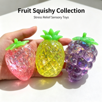 Mini jouet à presser transparent en forme de fruit 3*5.5cm, en TPR, rempli de maltose, jouet souple mignon en forme de fruit simulé, jouet anti-stress pour les mains