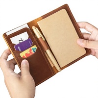 Porte-cartes de visite en cuir pleine fleur style vintage, carnet de voyage, journal en cuir multifonction original fait main