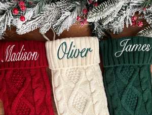 Achat en gros <span class=keywords><strong>de</strong></span> décorations <span class=keywords><strong>de</strong></span> Noël, chaussettes familiales personnalisées en laine tricotée <span class=keywords><strong>de</strong></span> style broderie pour la maison - Product Image 1