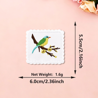 Patch brodé motif oiseau et fleur de prunier, thermocollant ou à coudre, pour vêtements, jeans, vestes, sacs, décoration DIY