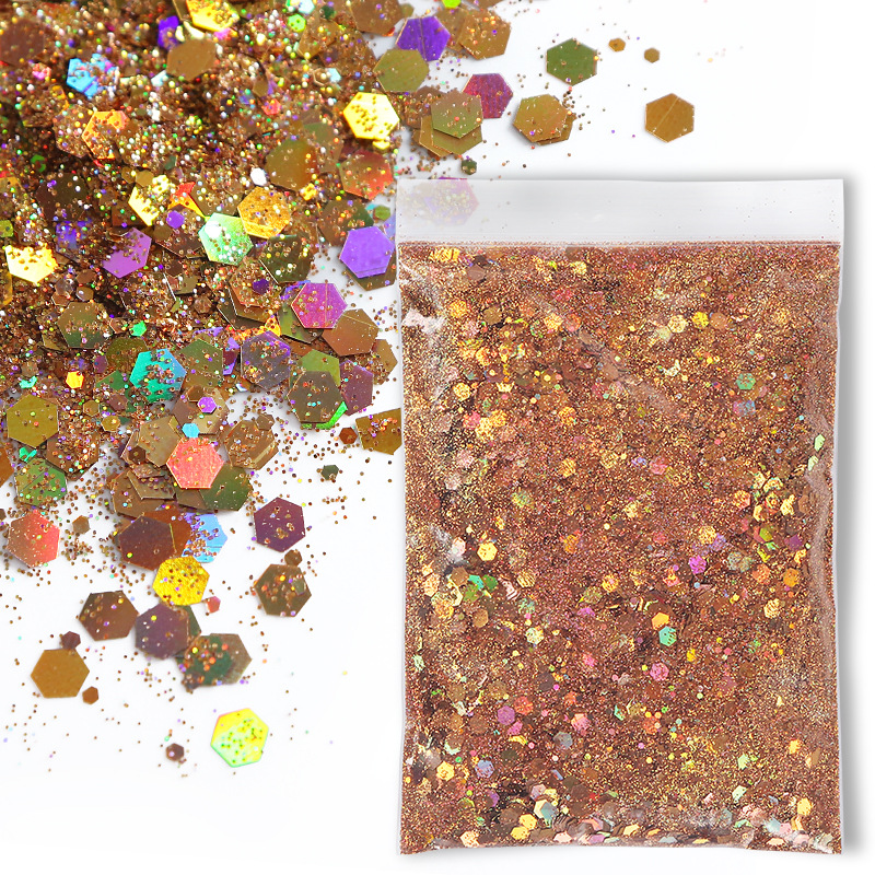 Sachets de 50g de poudre laser hexagonale mélangée - rouge laser or 14