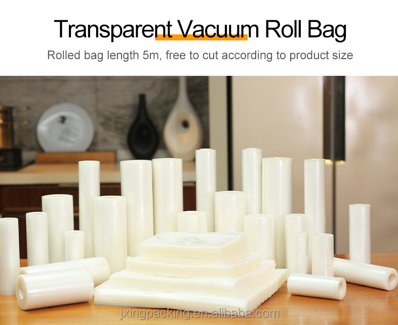 El nilón del bolso de vacío del grado del acondicionamiento de los alimentos del plástico transparente empaqueta el bolso de alta calidad del sellador del vacío para la comida