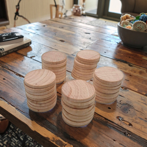 Petits cercles de <span class=keywords><strong>bois</strong></span> ronds naturels non finis-Puces d'artisanat de bricolage pour pièces de jeu de société et ornements - Product Image 3