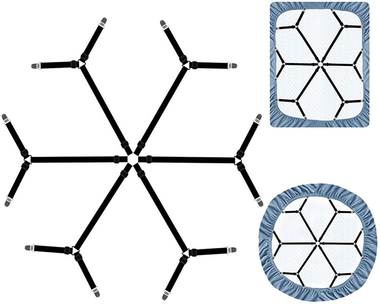 Заводская оптовая продажа 6 в 1 ремень 12 зажимов регулируемые зажимы для простыни держатель фиксирующий Зажим